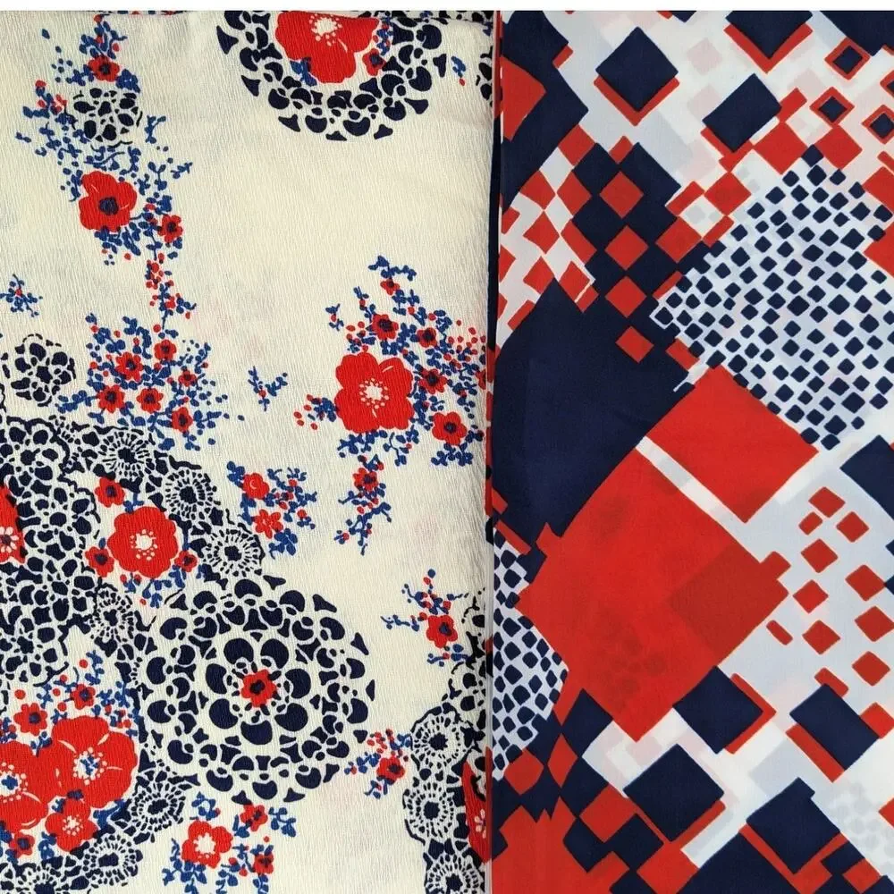 Lot Vintage 1970's Patriotic Fabrics 2 7/8 Yds HAWAIIAN & 3/4 Yd KLOPMAN MILLS